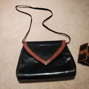 VTG Stuart Weitzman Bag + Cheval Coin Purse Key Chain Blk Brown